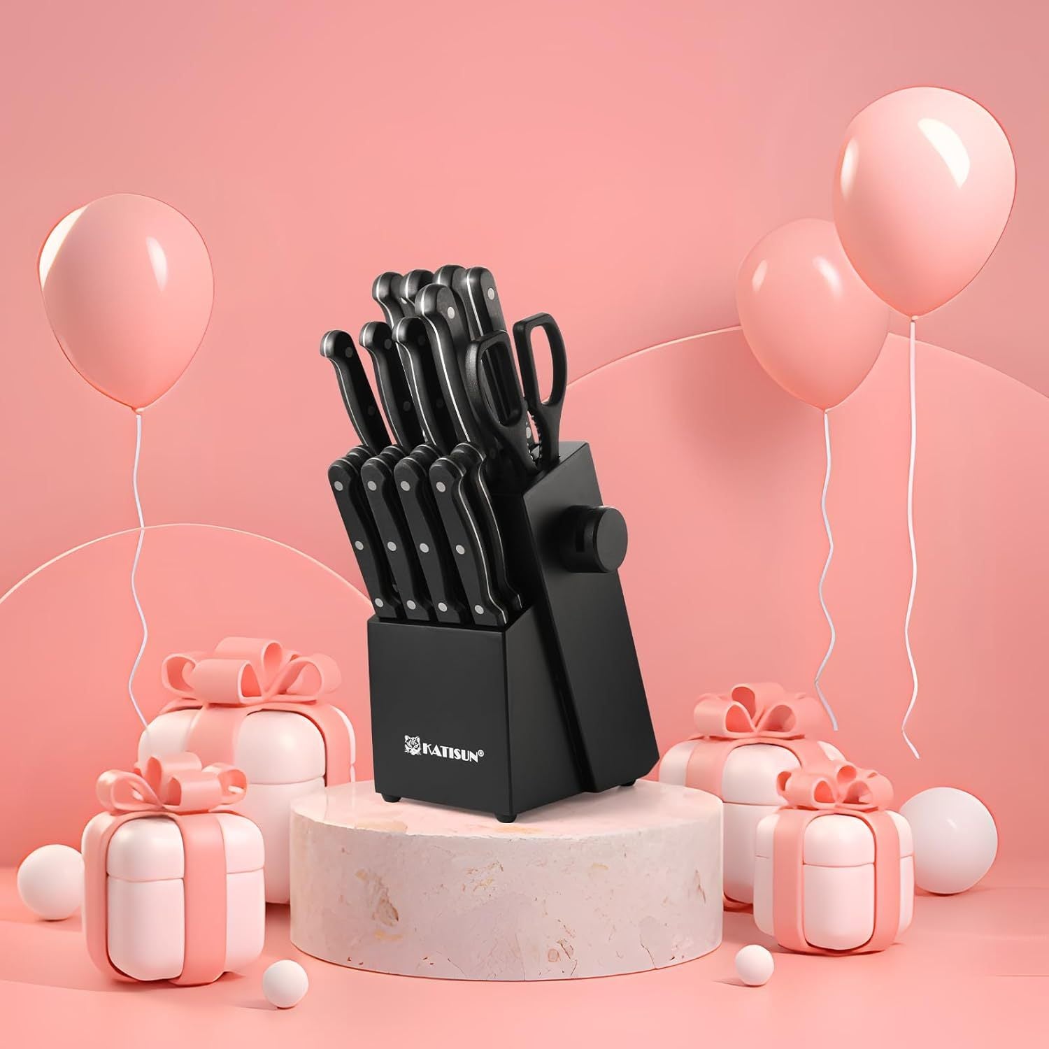Durable German Steel Dishwasher Safe Kitchen Knife Set With Sharpener