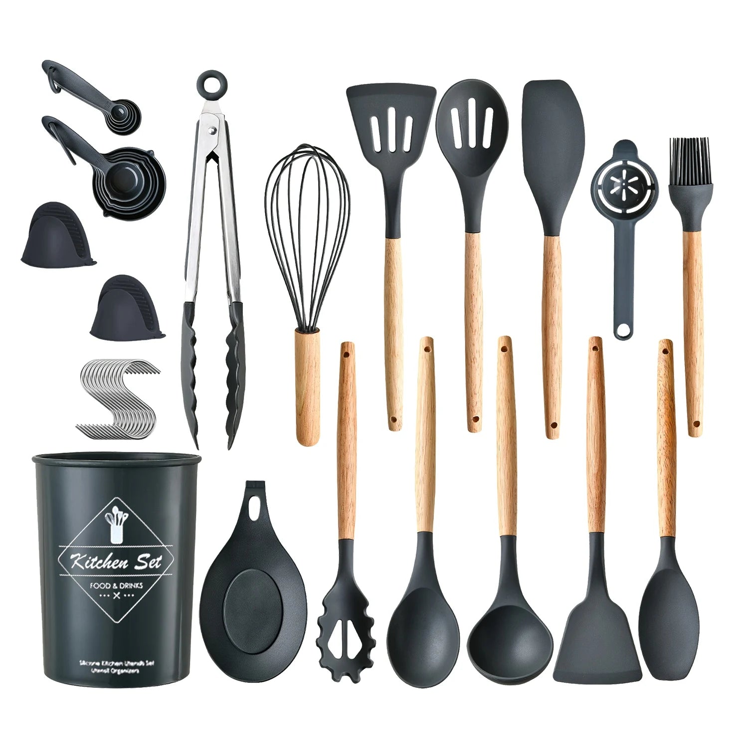 35Pcs Kitchen Cooking Utensils Set Spatula Set Baking Utensil Set Kitchen Accessories Necessities with Holder Egg Whisk