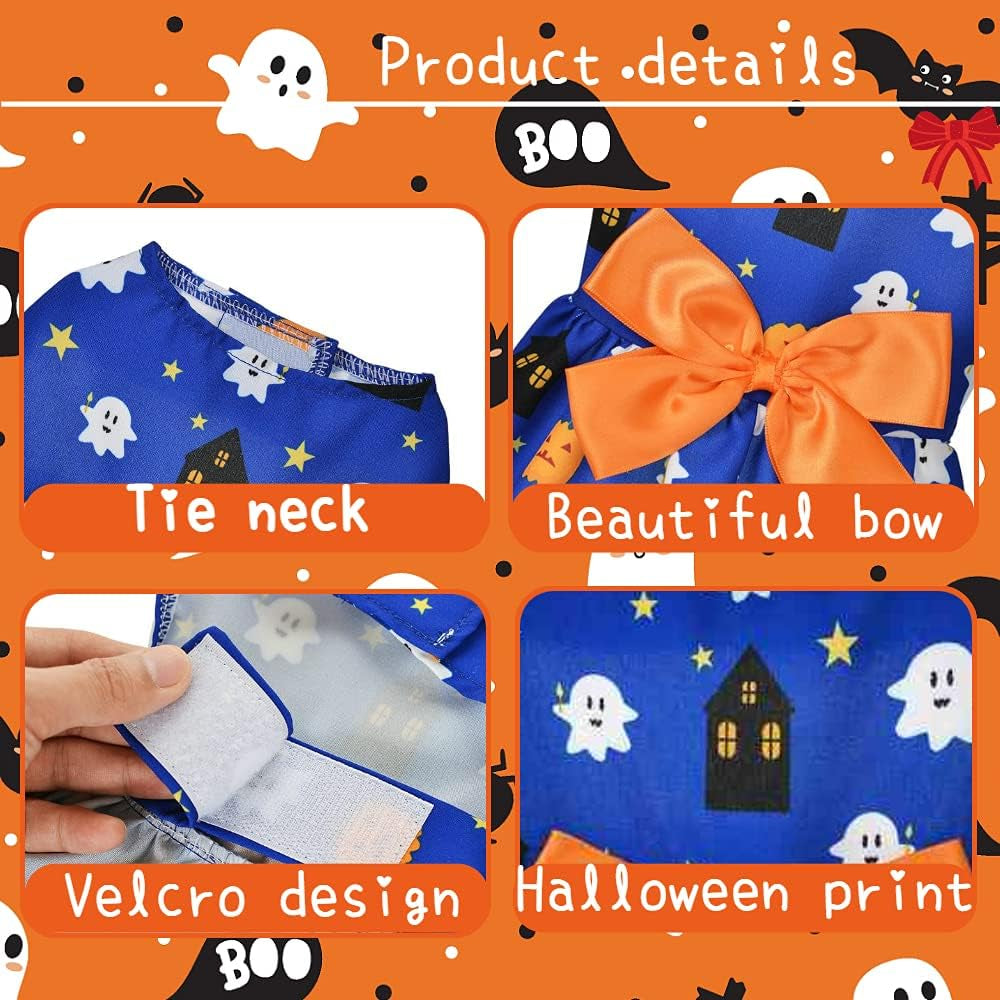 3 Pack Halloween Dog Dress,Halloween Costume for Dogs Female Male,Dog Halloween Costume Xs,Halloween Christmas Cosplay Apperal for Small Dogs Cats.(Small)