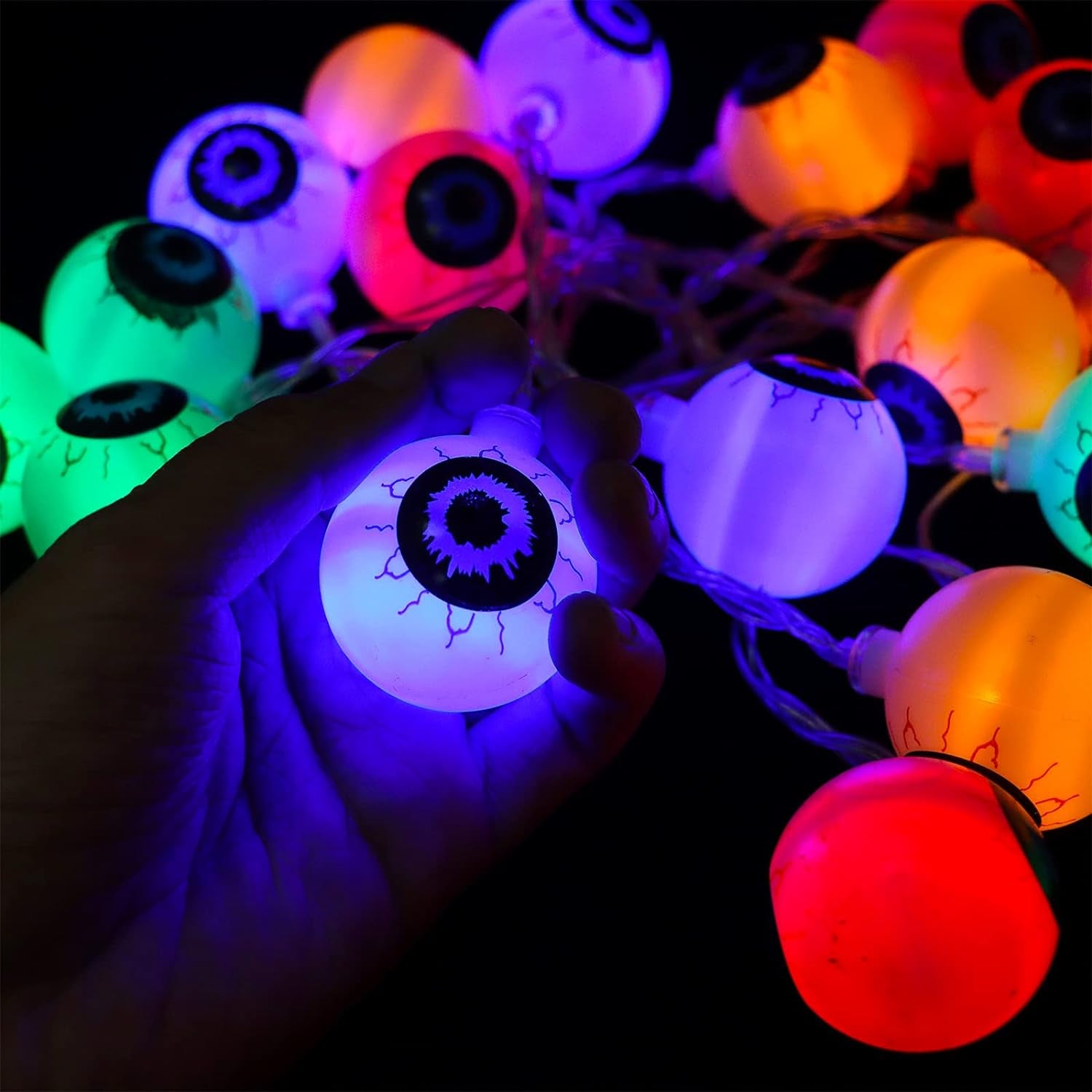Halloween Eyeball String Lights - 10 Ft 20 LED Halloween Decorations String Lights Eyeball String Lights for Indoor Outdoor Halloween Party Garden Decoration,Color