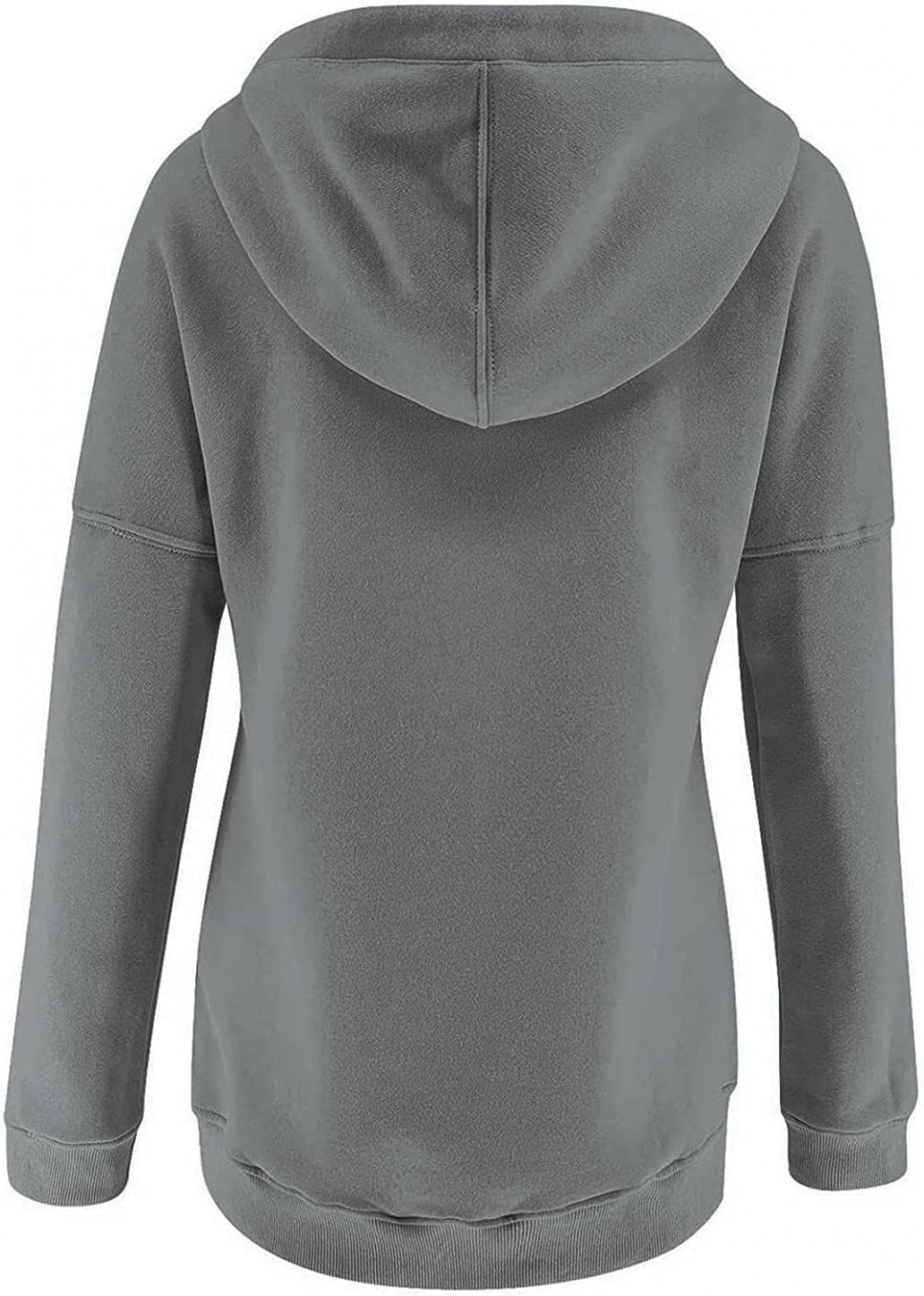 Hoodies for Women Pullover Graphic, Womens Sweatshirt with Pockets Solid Color Casual Long Sleeve Drawstring Pullover Tops Blouse Fall Gray