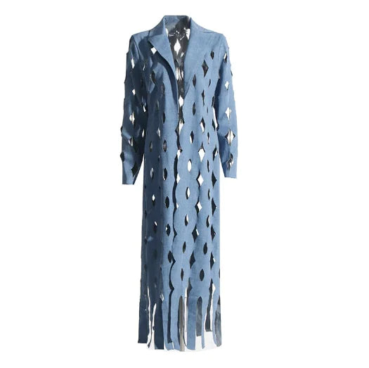 Women’s Fashion Loose Denim Cardigan with Tassels