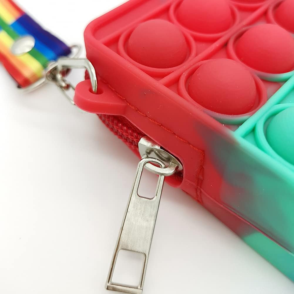 Pop It Purse Fidget POP IT Bag for Girls Women Pop It Bags Pop It Fidget Purse Bags Toys for Girls Fidget Purse Cross Body Handbags Cute Purse Sensory Toys Rainbow Pop Bag