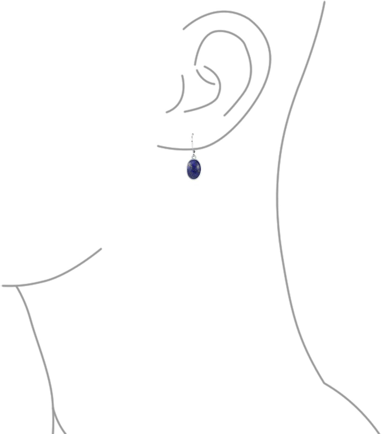 Boho Western Style Gemstone Oval Lever Back Drop Dangle Earrings for Women .925 Sterling Silver Semi Birthstone Colors