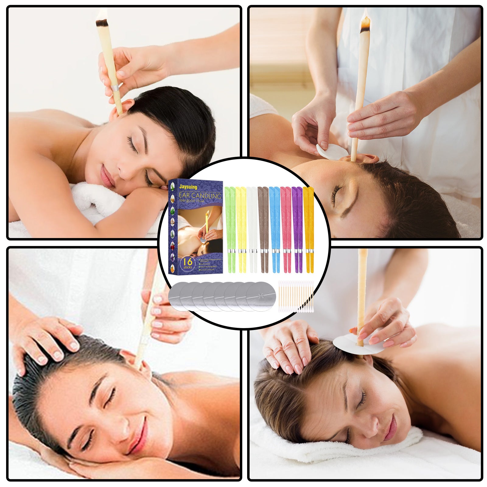 Ear Care Aromatherapy Ear Candle Wax Cleaning Set Relaxing Stress Relief With Plug Candle
