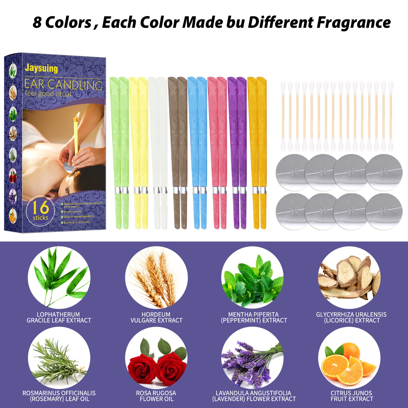 Ear Care Aromatherapy Ear Candle Wax Cleaning Set Relaxing Stress Relief With Plug Candle