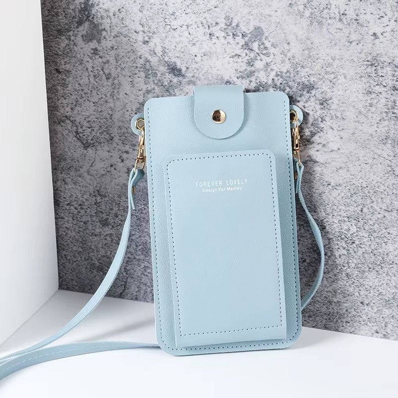 2024 New Solid Color Fashion Simple Shoulder Bag Slung Mobile Phone Bag Women'S Driver'S License Card Wallet
