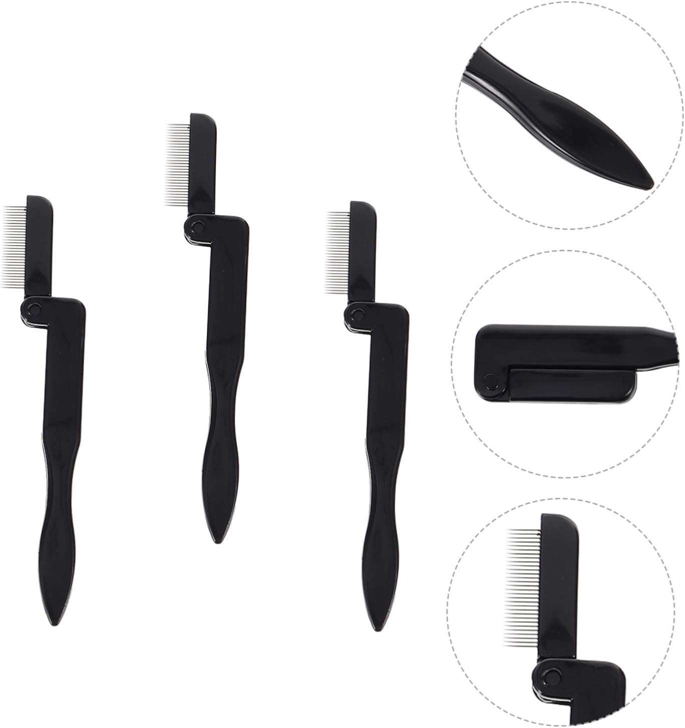 3Pcs Eyelash Tool Kit Spoolies for Eyebrows Lash Brushes Folding Design Brush Comb