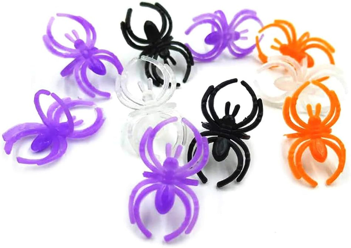 Halloween Accessories,Plastic Spider/Bat Women Finger Ring Halloween Christmas Birthday Party Cosplay Masquerade Drama Performance Carnival Decor Light Purple 5Pcs