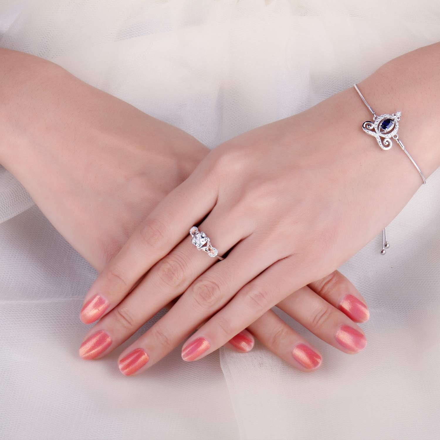 Love Infinity Ring Engagement Rings for Women, 14K Rose Gold 925 Sterling Silver Cubic Zirconia Promise Rings for Her, Anniversary Knot Princess Cut Promise Ring Simulated Diamond Ring