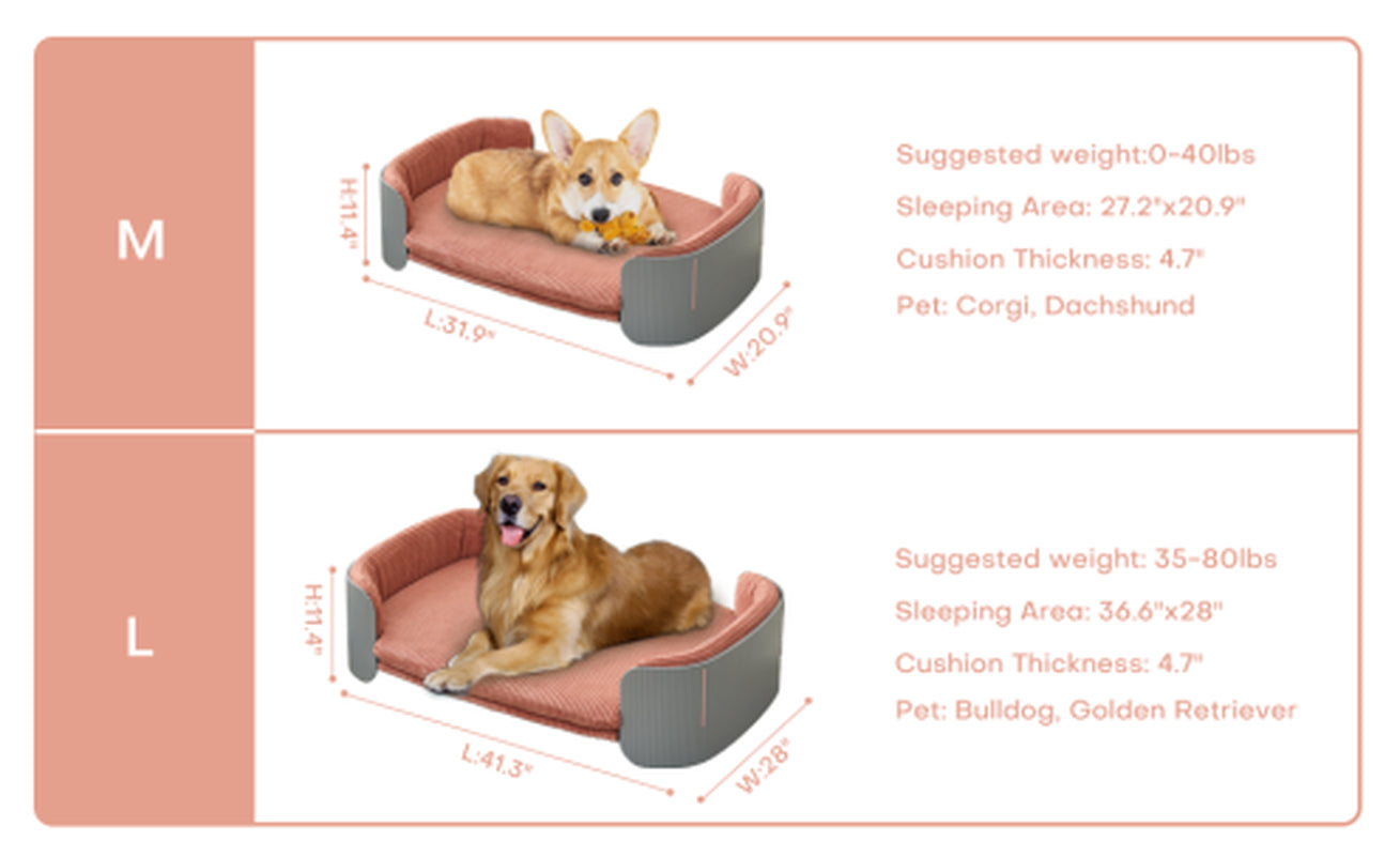 Scandinavian Style Cat Couch Bed, Pet Sofa for Indoor Cats PP Indoor Pet Furniture Elevated Cat Beds with Removable Mattress Cover Suitable for Kitty, Puppy or Small Animal Brand Design White Grey