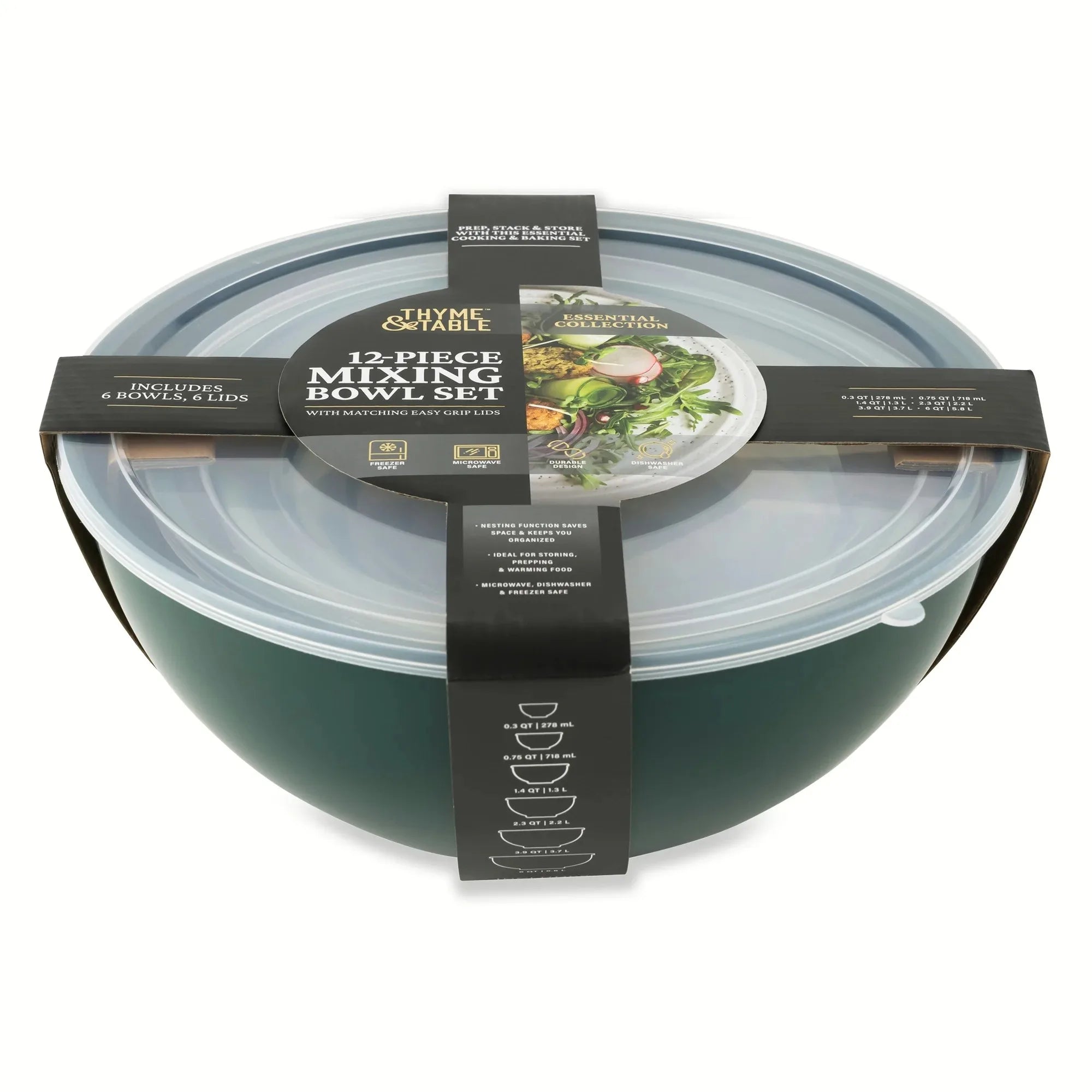 12-Piece Nesting Mixing Bowl Set - Green