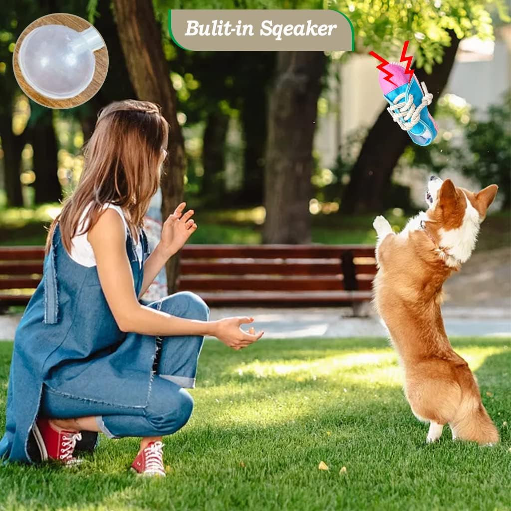 Durable Squeaky Dog Chew Toy Safe Mini Sneaker Shape Interactive Pet Toy for Puppies, Small, Medium Dogs, Cats, Rabbits and Small Animals