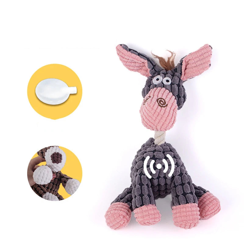 New Arrival Plush Dog Toy Animals Shape Bite Resistant Squeaky Toys Corduroy Dog Toys for Small Large Dogs Puppy Pets Training