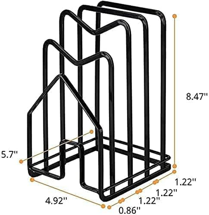 Cutting Board Holder Chopping Board Stand Rack W 2 Adhesive Hooks Pot Pan Lids Holder Kitchen Countertop Organizer Rack Black