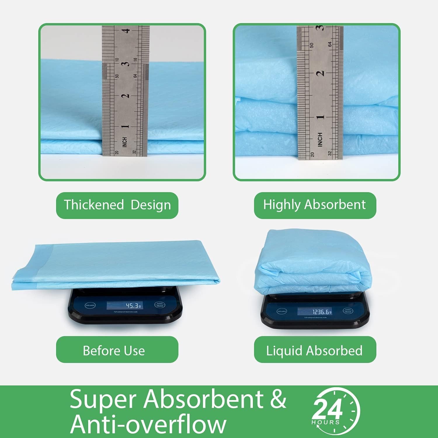 Pet Training and Puppy Pads 24"X24" (75 Count), Super Absorbent Pee Pads for Dogs, Leak-Proof Dog Potty Training Pads for Puppies, Cats, Rabbits, Disposable Pet Pads for Housetraining