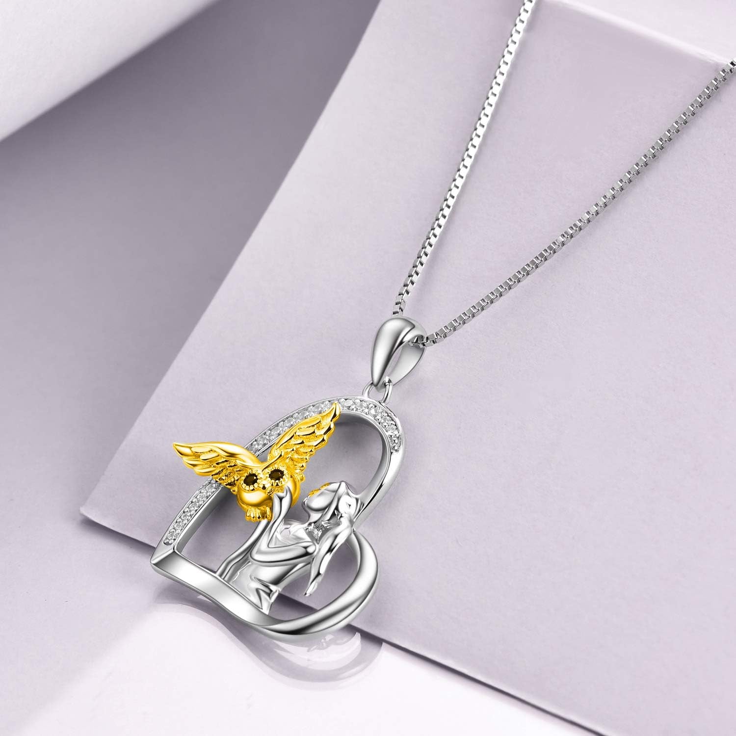 Panda/Cat/Elephant/Sloth/Wolf/Bee Necklace Sterling Silver Animal Pendant Necklace Jewelry Gifts for Women Teens Girls
