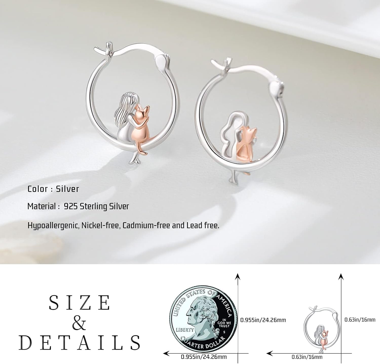 Animal Earrings 925 Sterling Silver Hedgehog/Cat/Raccoon/Mermaid/Panda Hoop Earrings Hypoallergenic Hoop Huggie Earrings Animal Jewelry Gifts for Women