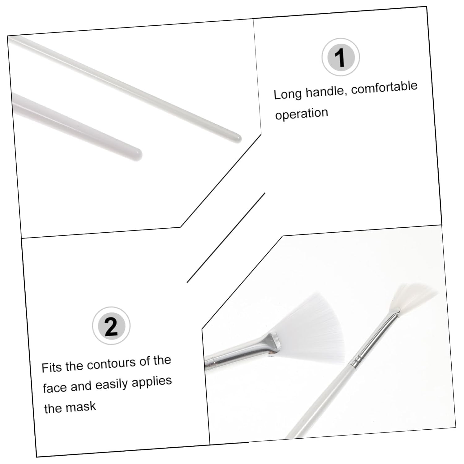 2Pcs Ergonomic Fan Shaped Beauty Brush Facial Mask Applicator Brush Women Beauty Tool