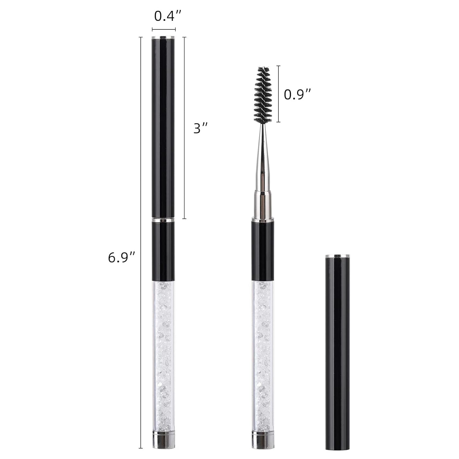 3 Pcs Spoolies Mascara Wands Eyelash Brushes Eye Brow Brush Applicator with Cap for Travel Black