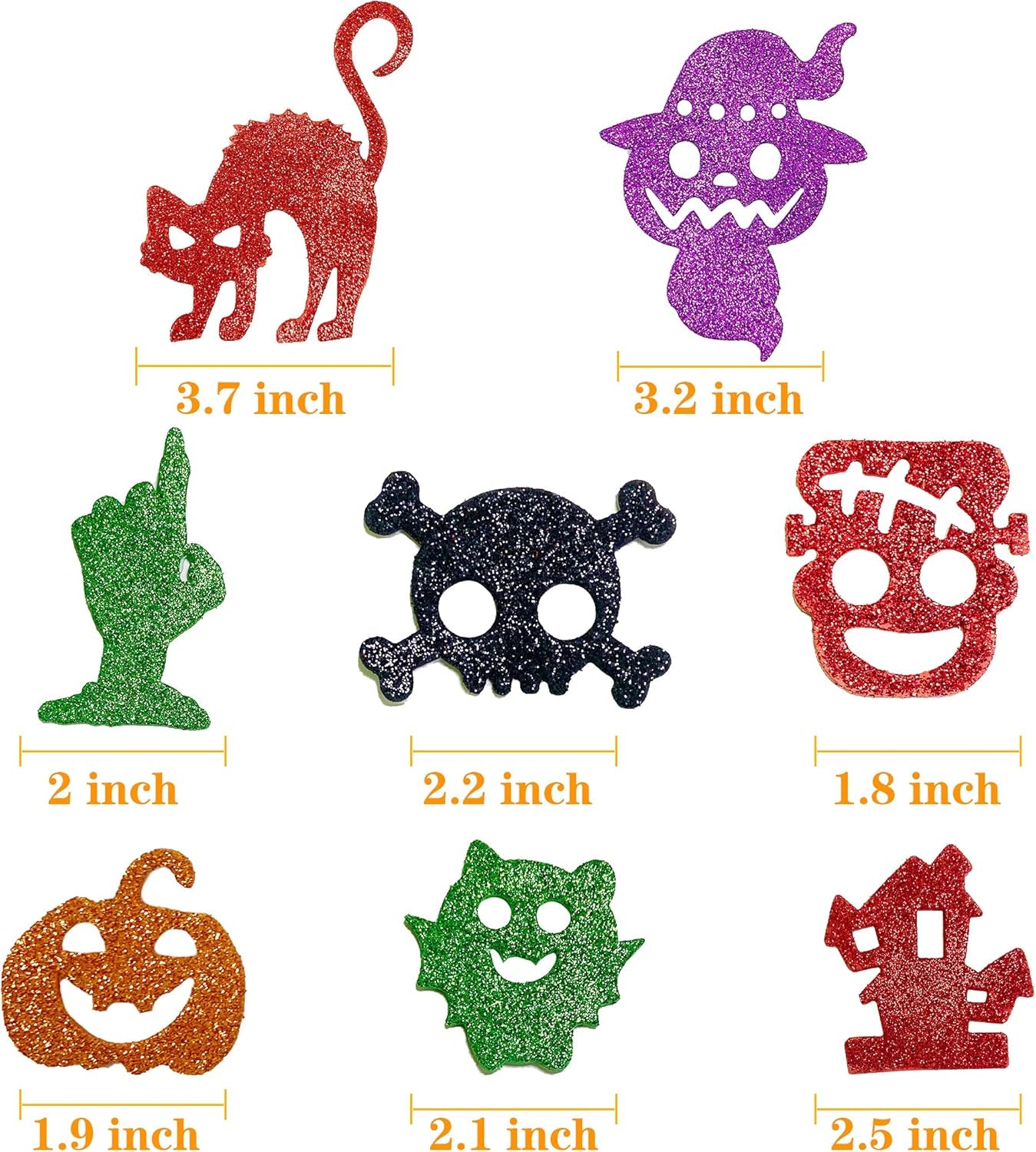 Large Halloween Glitter Foam Craft Stickers Self Adhesive Pumpkin Shape Stickers for Kids Party Halloween Decorations 200Pcs