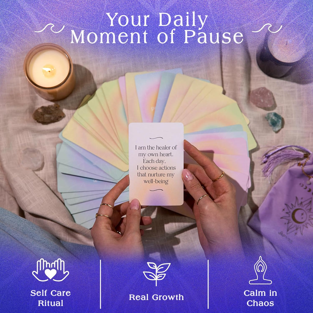 52 Somatic Therapy Exercise Cards- Mindfulness Cards for Stress Relief -Meditation Cards for Mindful Affirmations- Positive Affirmations Cards - Perfect Mindfulness and Self Care Gifts