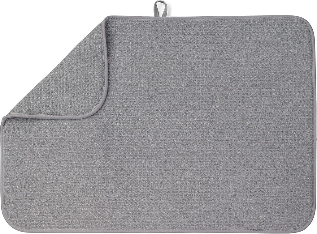 XXL Dish Mat 24" X 17" ( LARGEST MAT ) Microfiber Dish Drying Mat , Super Absorbent ( Gray )