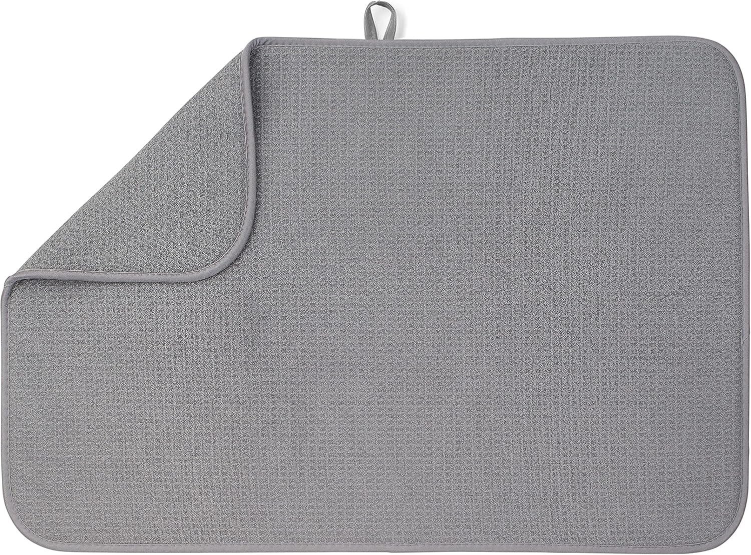 XXL Dish Mat 24" X 17" ( LARGEST MAT ) Microfiber Dish Drying Mat , Super Absorbent ( Gray )