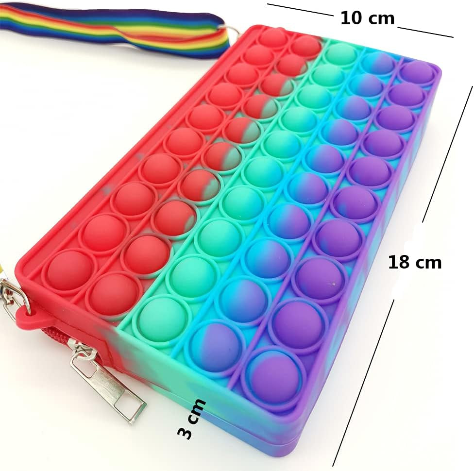 Pop It Purse Fidget POP IT Bag for Girls Women Pop It Bags Pop It Fidget Purse Bags Toys for Girls Fidget Purse Cross Body Handbags Cute Purse Sensory Toys Rainbow Pop Bag
