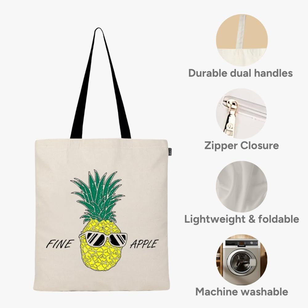 Canvas Reusable Cotton Tote Bag for Women, for School, Grocery, Shopping, Beach & Gifts for Womens