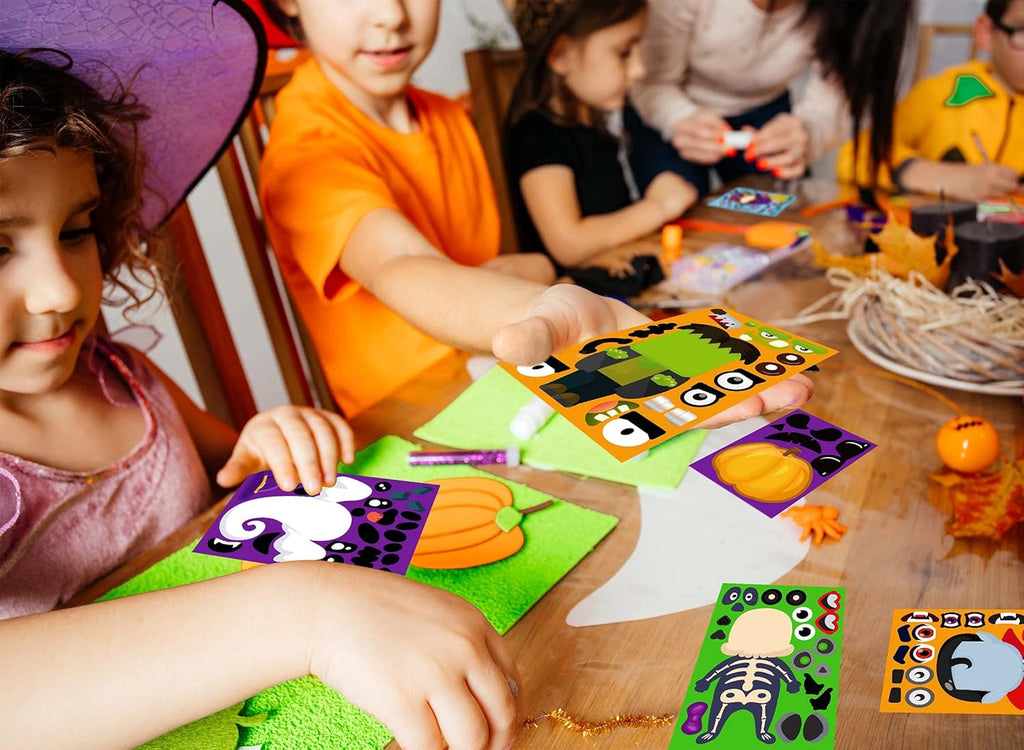 Halloween Stickers - Make Your Own Halloween Stickers 32PCS Halloween Party Games Pumpkin Mummie Witche Vampire Ghost Cat Skeleton Frankenstein Stickers Halloween Activities