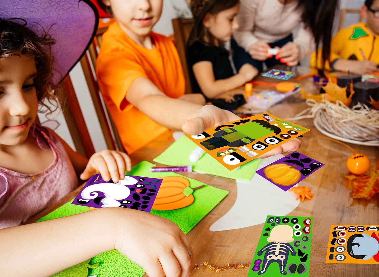 Halloween Stickers - Make Your Own Halloween Stickers 32PCS Halloween Party Games Pumpkin Mummie Witche Vampire Ghost Cat Skeleton Frankenstein Stickers Halloween Activities