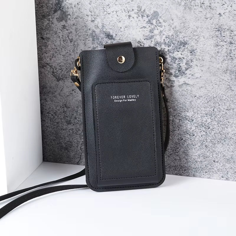 2024 New Solid Color Fashion Simple Shoulder Bag Slung Mobile Phone Bag Women'S Driver'S License Card Wallet