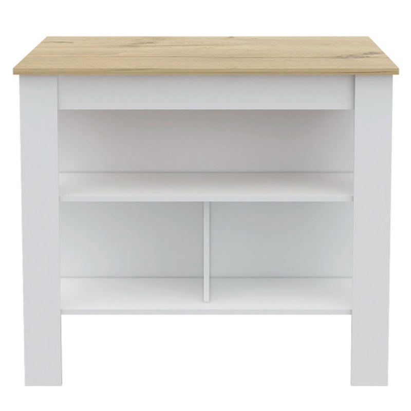 Rockaway 3-Shelf Kitchen Island White and Light Oak