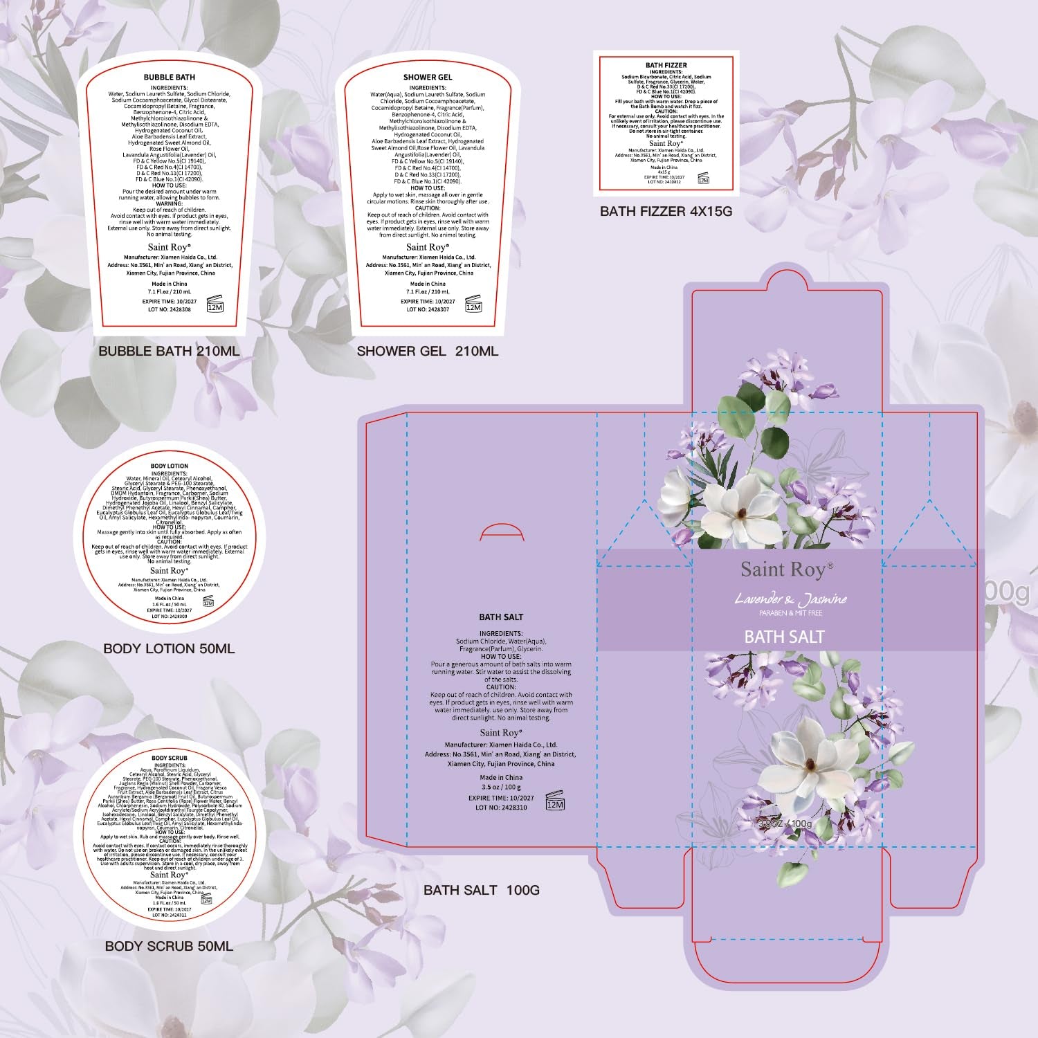 Mothers Day Gifts for Mom, 13-Piece Lavender Jasmine Bath & Body Gift Set for Women, Spa Gift Basket, Self Care Kit Bubble Bath, Bombs, Christmas, Birthday Gifts, All Occasion Holiday Present