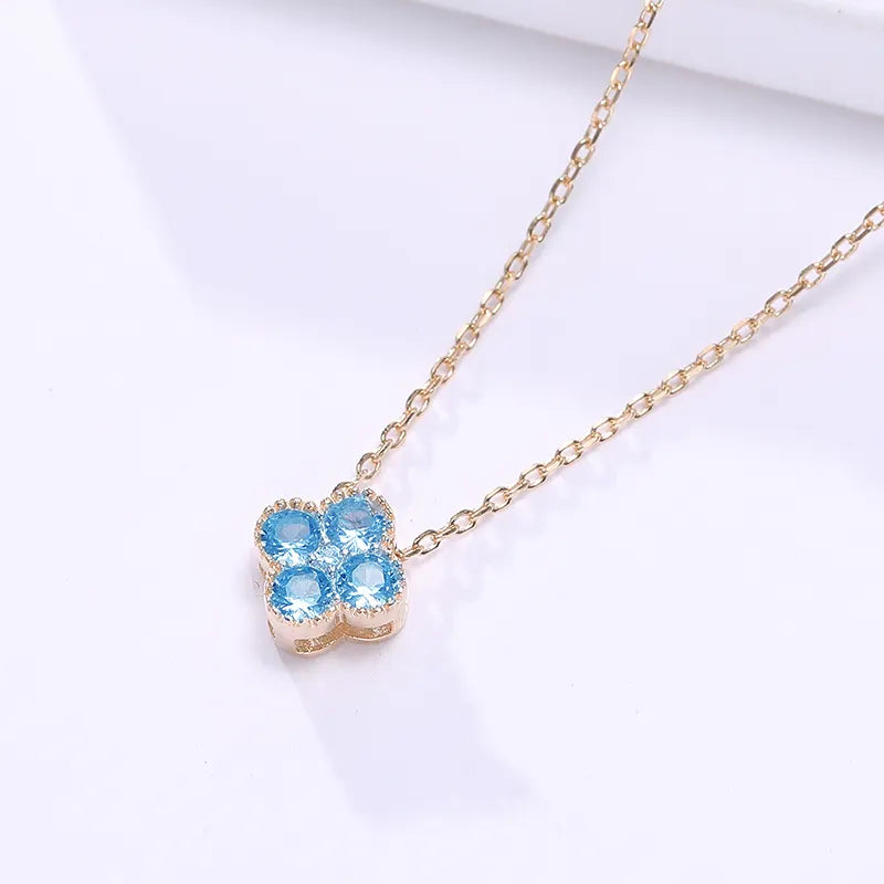 Dainty Birthstone Clover Necklace - S925 Silver