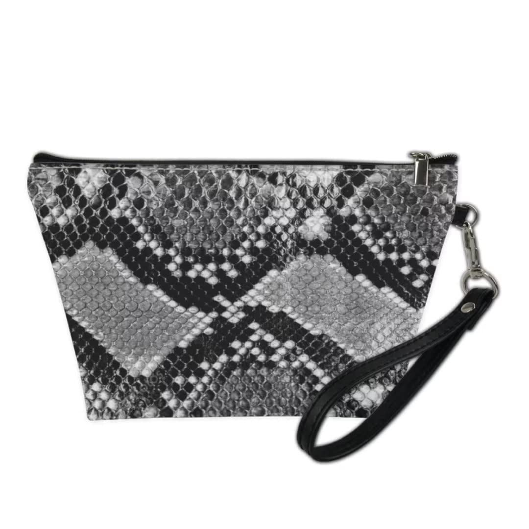 Makeup Travel Bag Snake Skin Print Cosmetic Bag Make up Organizer Case Pouch for Women Purse for Toiletries Accessories Brushes