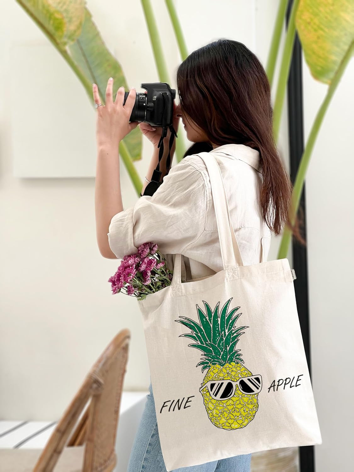 Canvas Reusable Cotton Tote Bag for Women, for School, Grocery, Shopping, Beach & Gifts for Womens