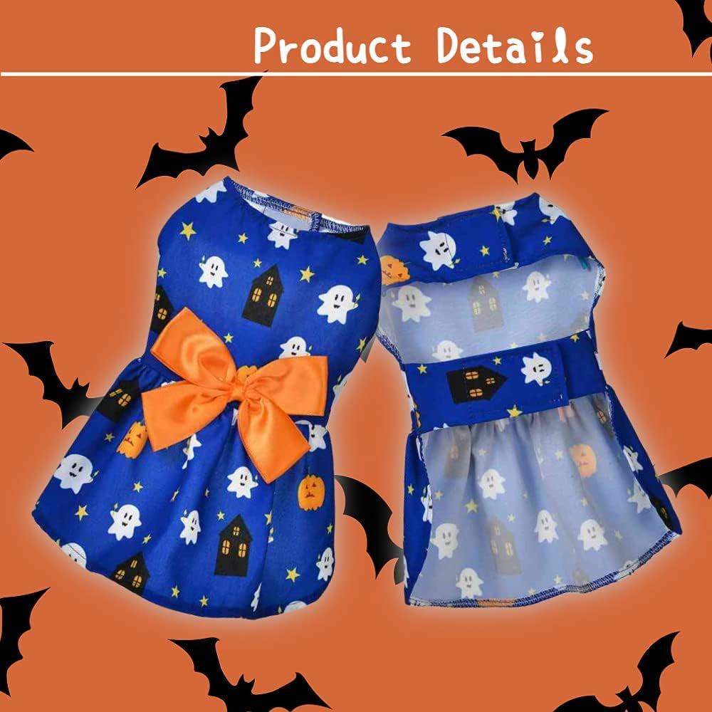 3 Pack Halloween Dog Dress,Halloween Costume for Dogs Female Male,Dog Halloween Costume Xs,Halloween Christmas Cosplay Apperal for Small Dogs Cats.(Small)