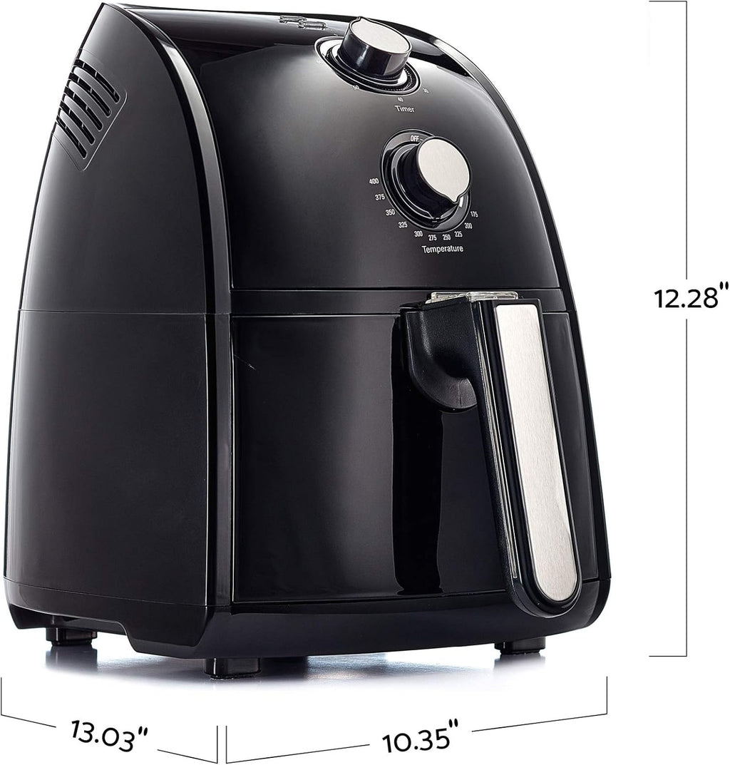 Electric Hot Air Fryer, Healthy No-Oil Deep Frying, Cooking, Baking and Roasting, Easy Clean Up, Removable Dishwasher Safe Basket, 2.6 QT, Black