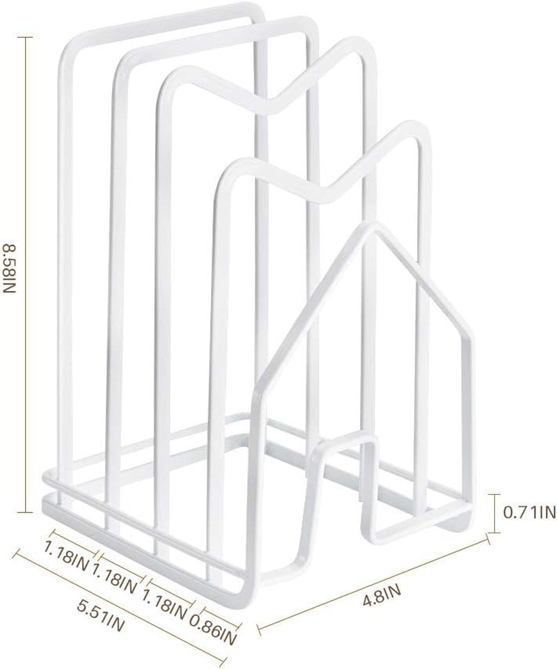 Cutting Board Holder Rack, Pot Pan Lid Organizer Kitchen Shelf Chopping Board Rack Cutting Board Rack Organizer Stand Holder Kitchen Countertop Drain Storage Shelf Bedroom Study Bookshelf (White)
