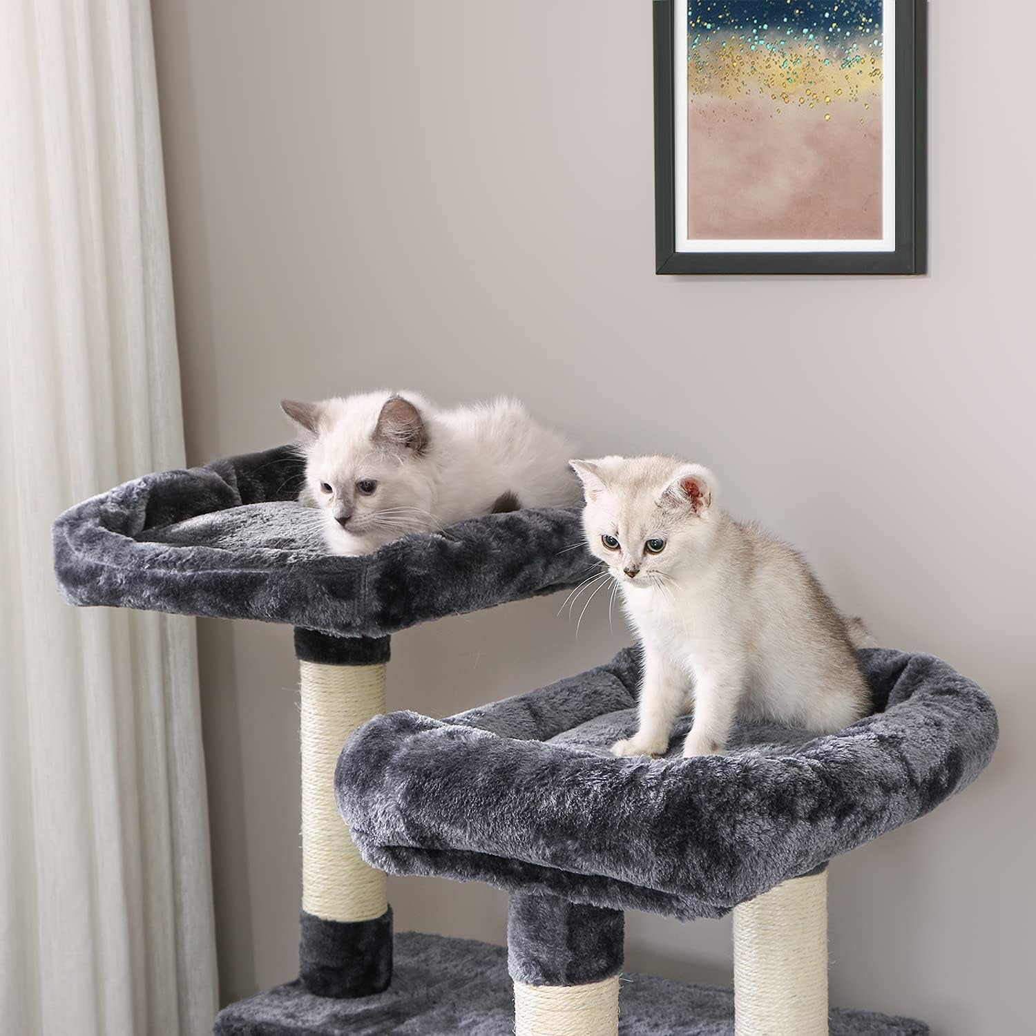 Cat Tree Cat Tower Large Cat Condo and Top Plush Perches Cat House with Sisal Scratching Post Kitty Stand Climbing Furniture MMJ52H