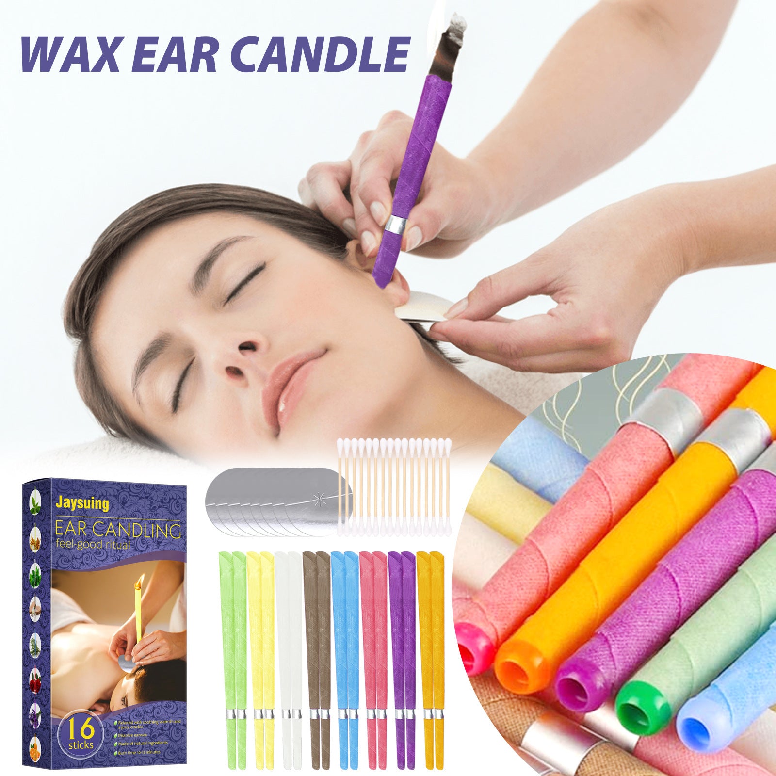 Ear Care Aromatherapy Ear Candle Wax Cleaning Set Relaxing Stress Relief With Plug Candle