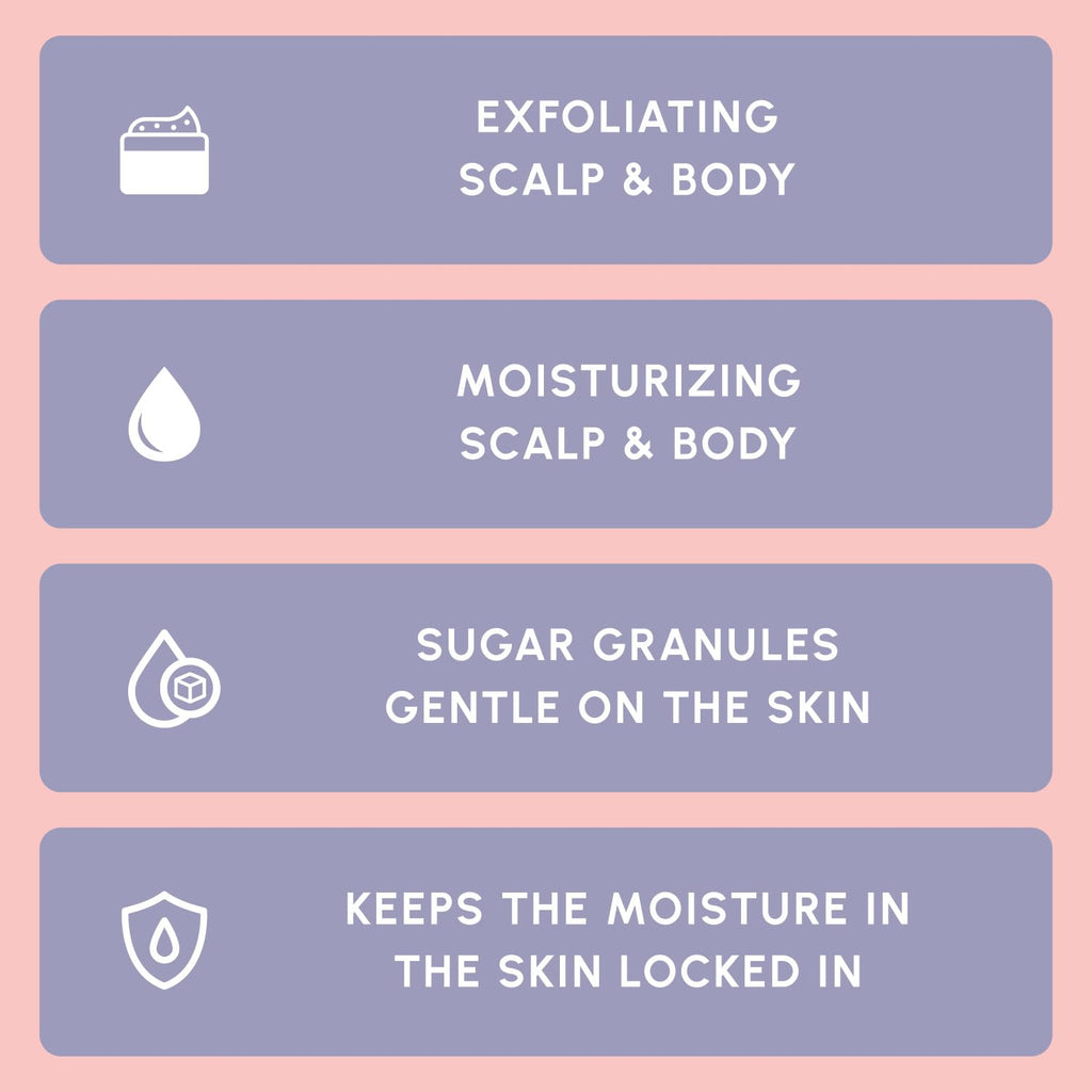 Scalp & Body Scrub – Sugar Scrub Body Exfoliator and Scalp Scrub Made with Coconut Oil to Moisturize, Cleanse and Gently Exfoliate Scalp and Body – Tropical Scent 8.8 Oz