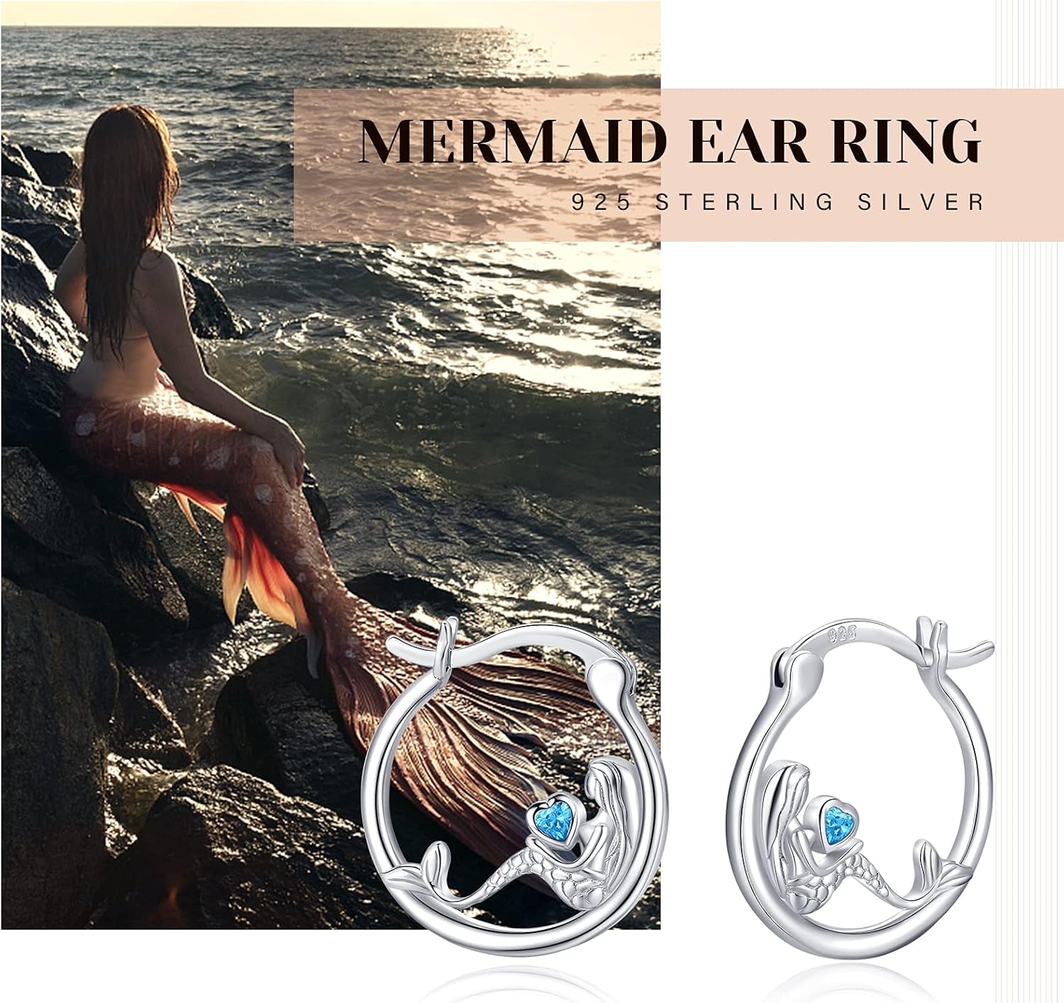 Animal Earrings 925 Sterling Silver Hedgehog/Cat/Raccoon/Mermaid/Panda Hoop Earrings Hypoallergenic Hoop Huggie Earrings Animal Jewelry Gifts for Women