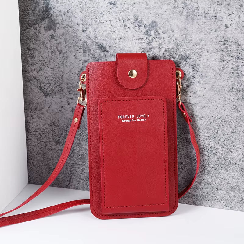 2024 New Solid Color Fashion Simple Shoulder Bag Slung Mobile Phone Bag Women'S Driver'S License Card Wallet