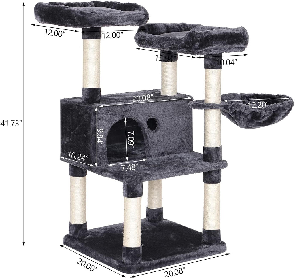 Cat Tree Cat Tower Large Cat Condo and Top Plush Perches Cat House with Sisal Scratching Post Kitty Stand Climbing Furniture MMJ52H