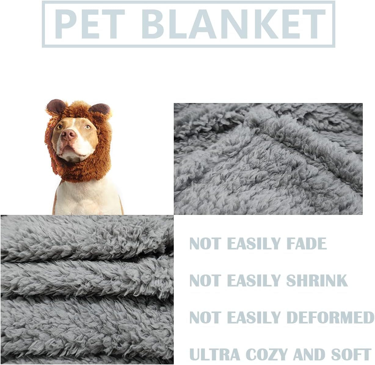 Fuzzy Puppy Blanket Warm Fleece Small Dog Blankets Boy Sherpa Washable Fluffy Pet Cat Throw Pad Couch Cover Premium Gray