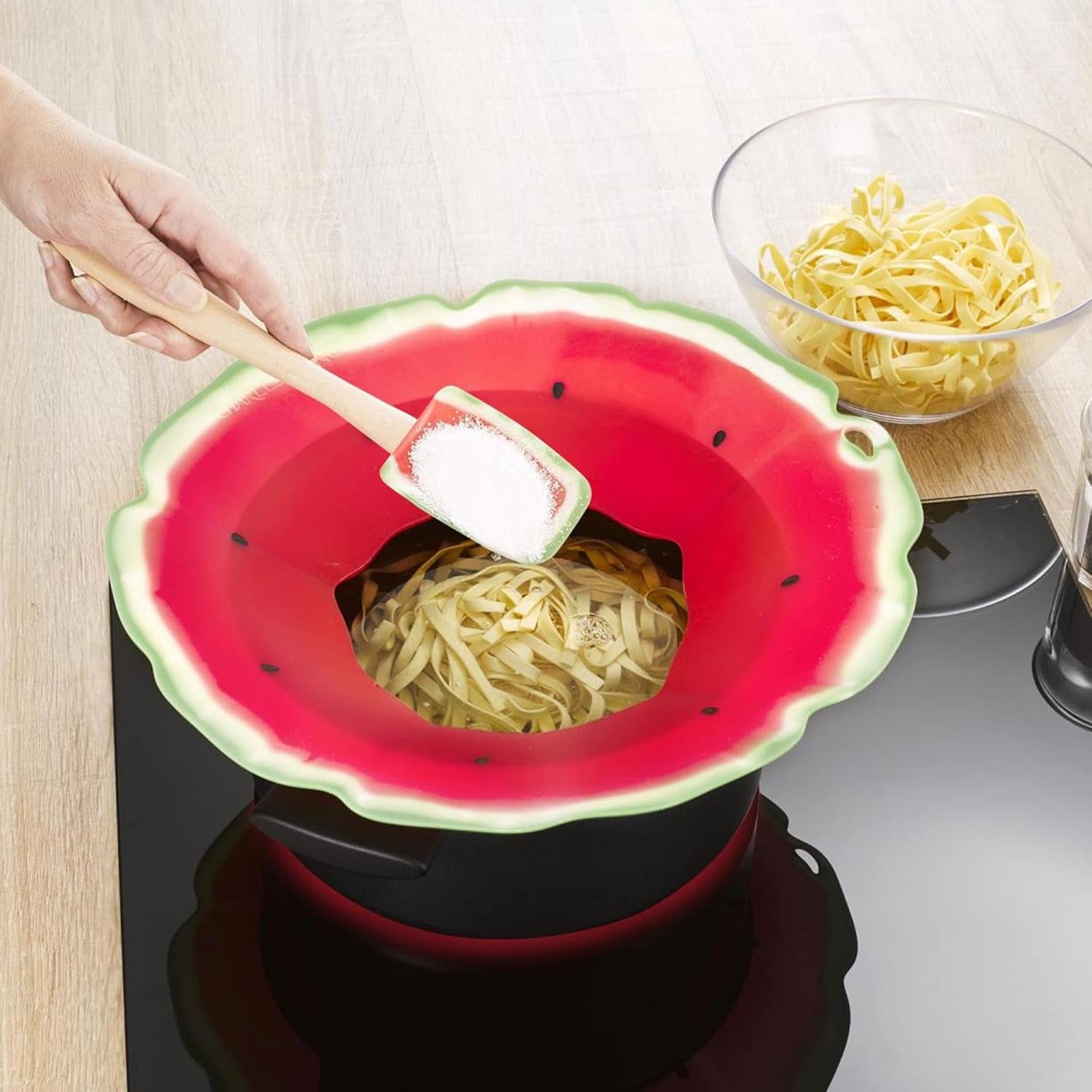 - Food Safe Silicone Overboil Ring - Prevents Food from Spilling, Keeps Your Kitchen Clean - Food-Grade Silicone - Stovetop and Dishwasher Safe - 12” / 30Cm - Watermelon