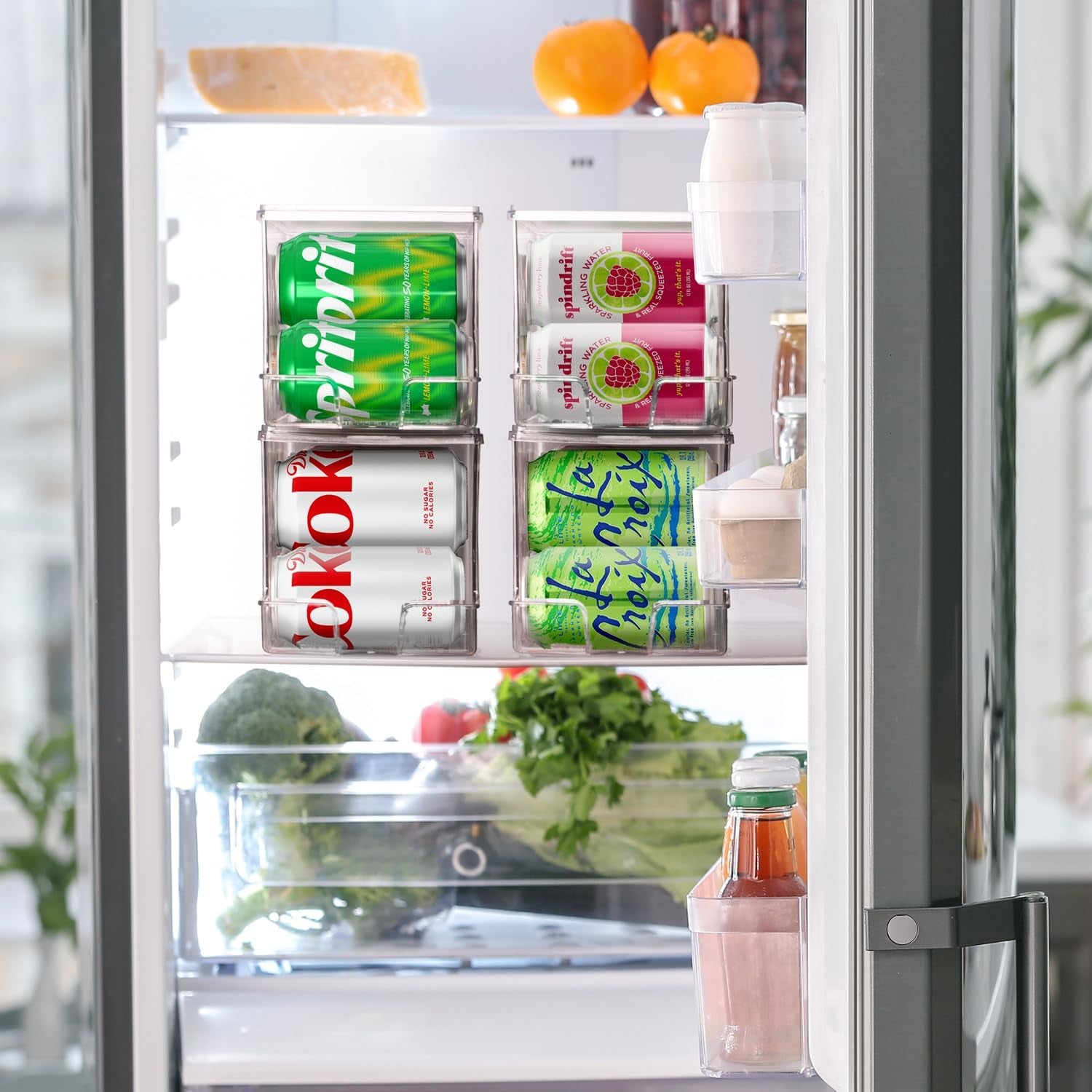 Soda Can Organizer & Soda Can Dispenser for Refrigerator - Fridge Organizer & Stackable Drink Organizer for Fridge or Refrigerator - Holds 12 Cans Each, BPA Free - 2 Pack